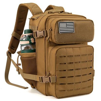 Durable Versatile Tactical Fishing  Webbing Dual Side Bottle Pockets Outdoor Hiking Bag