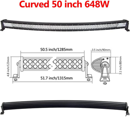 Curved/Straight 22 32 42 52inch 675W 540W Led Light Bar Driving Lights
