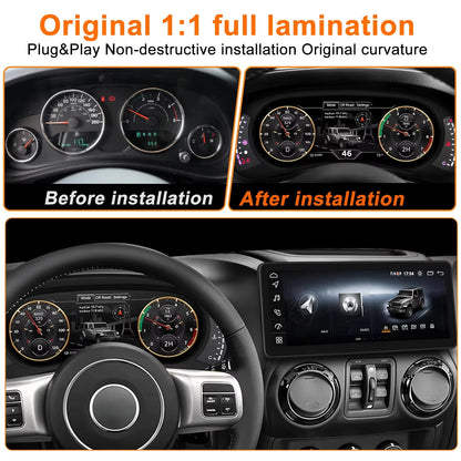 Gauge Cluster for Jeep Wrangler  2011-2017 12.3’’ HD LCD  Screen Display Plug and Play