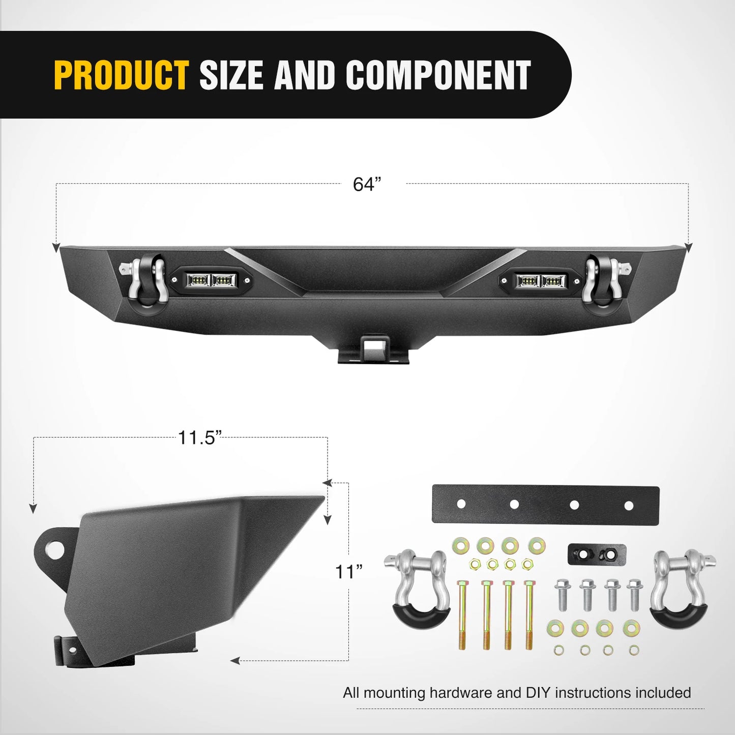 Rear / Front Bumper Compatible for 2018-2024 Jeep Wrangler