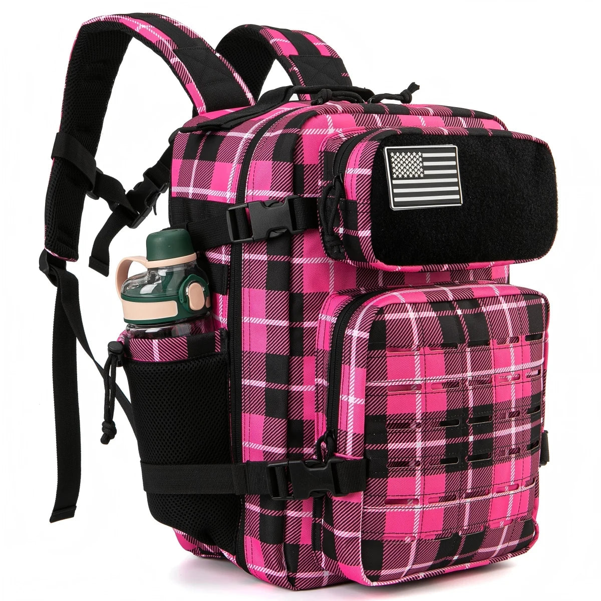 Durable Versatile Tactical Fishing  Webbing Dual Side Bottle Pockets Outdoor Hiking Bag