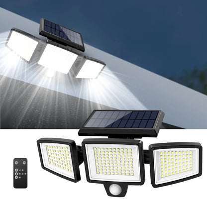 Outdoor Waterproof Solar Light with Motion Sensor 3-Head 200+ LEDs Security Light