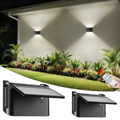 Solar Wall Lights 2 Pack with Remote, 3 Color Modes