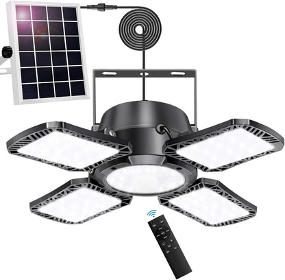 Solar Shed Light with Motion Sensor,LED, 4 Heads, Remote Control for Indoor Outdoor Use