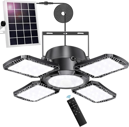 Solar Shed Light with Motion Sensor,LED, 4 Heads, Remote Control for Indoor Outdoor Use