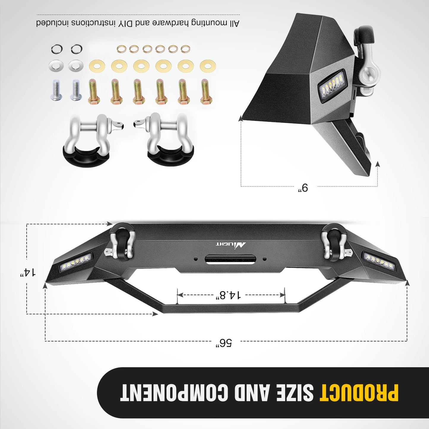 Rear / Front Bumper Compatible for 2018-2024 Jeep Wrangler