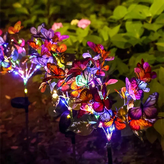 Warm White/colorful Solar Butterfly Flower Lawn Lamp