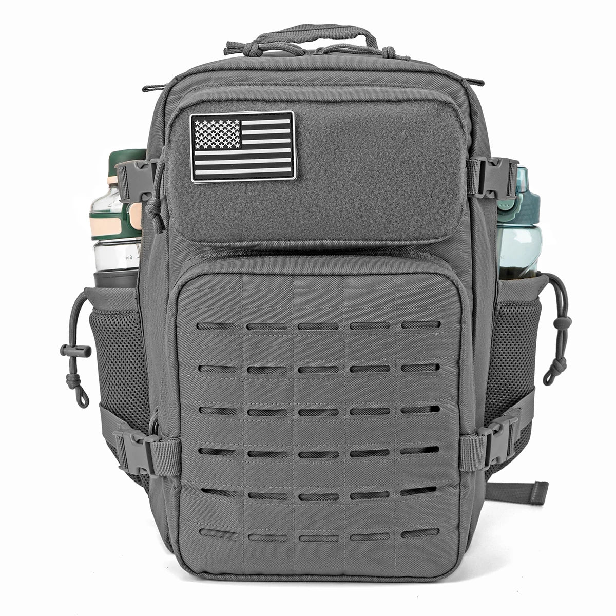Durable Versatile Tactical Fishing  Webbing Dual Side Bottle Pockets Outdoor Hiking Bag