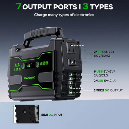 155Wh Solar Generator with 30W Panel, 2 AC Outlets, QC3.0 USB - Portable Power Station