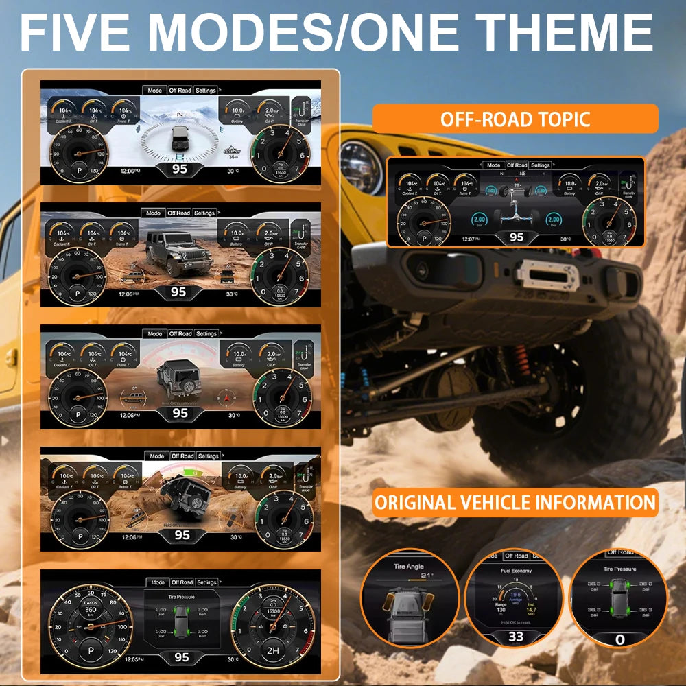 Gauge Cluster for Jeep Wrangler  2011-2017 12.3’’ HD LCD  Screen Display Plug and Play