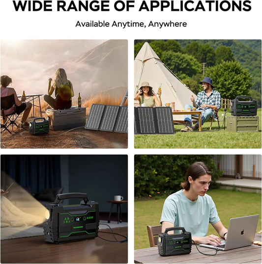 155Wh Solar Generator with 30W Panel, 2 AC Outlets, QC3.0 USB - Portable Power Station