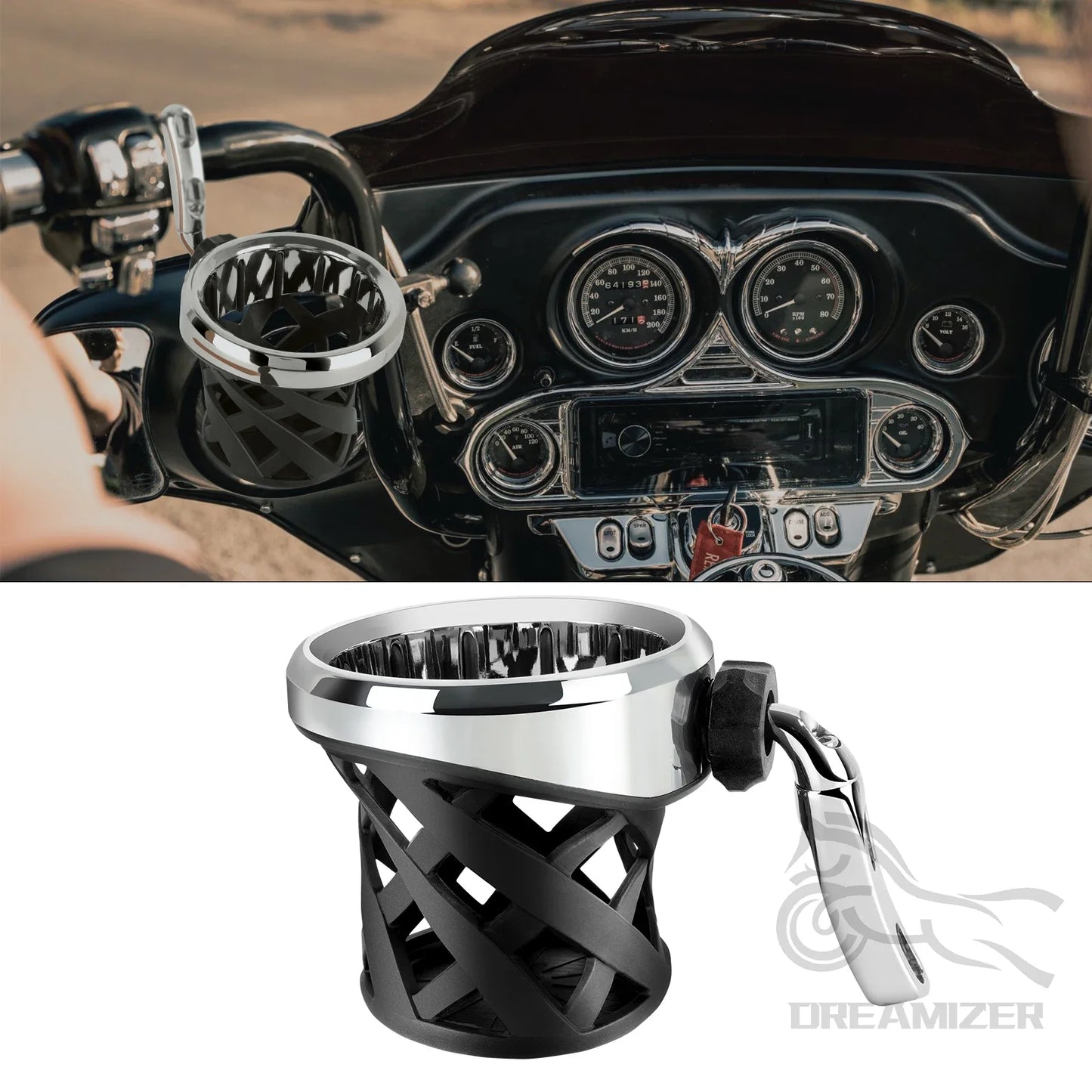 Motorcycle Cup Holder Handlebar Drink Bottle Cup Bracket Mounted For Harley Road Glide Electra Glide Dyna Softail XL883 FLHR