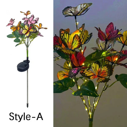 Warm White/colorful Solar Butterfly Flower Lawn Lamp