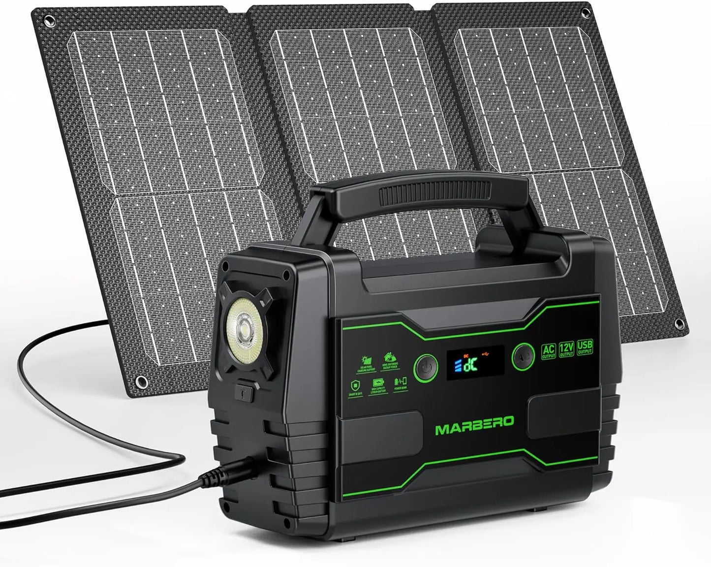 155Wh Solar Generator with 30W Panel, 2 AC Outlets, QC3.0 USB - Portable Power Station