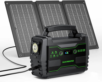 155Wh Solar Generator with 30W Panel, 2 AC Outlets, QC3.0 USB - Portable Power Station