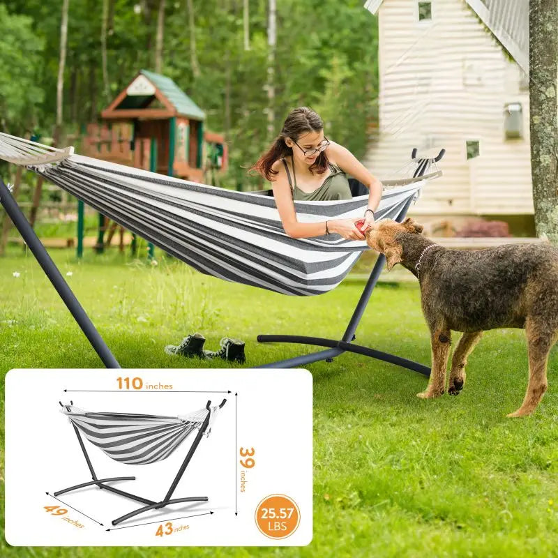 Hammock with Adjustable Stand Hammock with Storage Bag, 600lb Capacity
