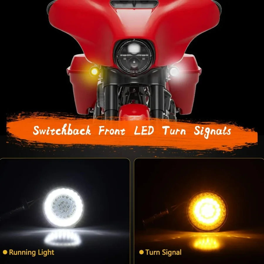 1157 Front Rear LED Turn Signal, 2 Inch Bullet Running Light for Harley Street Glide, Dyna, sportster