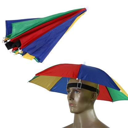 Outdoor Foldable Head Umbrella Hat Headwear Sun Cap Rainproof