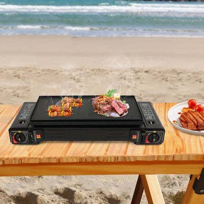 2500W Portable Camping Stove 2 Burners  with Baking Tray