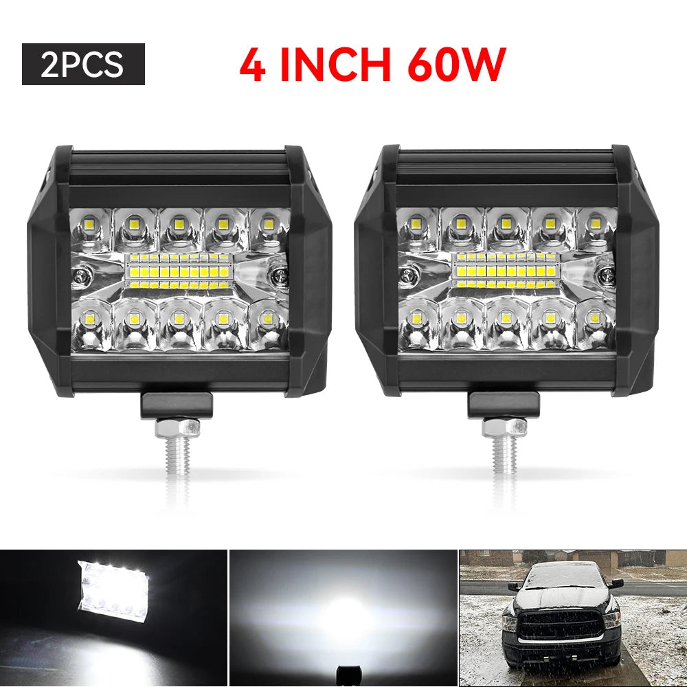 7 Inch Square Spot Pods High/Low Beam waterproof 4inch Led Work Driving Lamp For Off Road SUV UTV ATV Fog LED