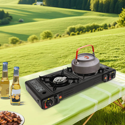 2500W Portable Camping Stove 2 Burners  with Baking Tray