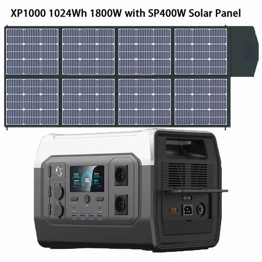 220V 1800W(110V 1600W) Portable Power Station,Battery,  400W 200W Foldable Solar Panel