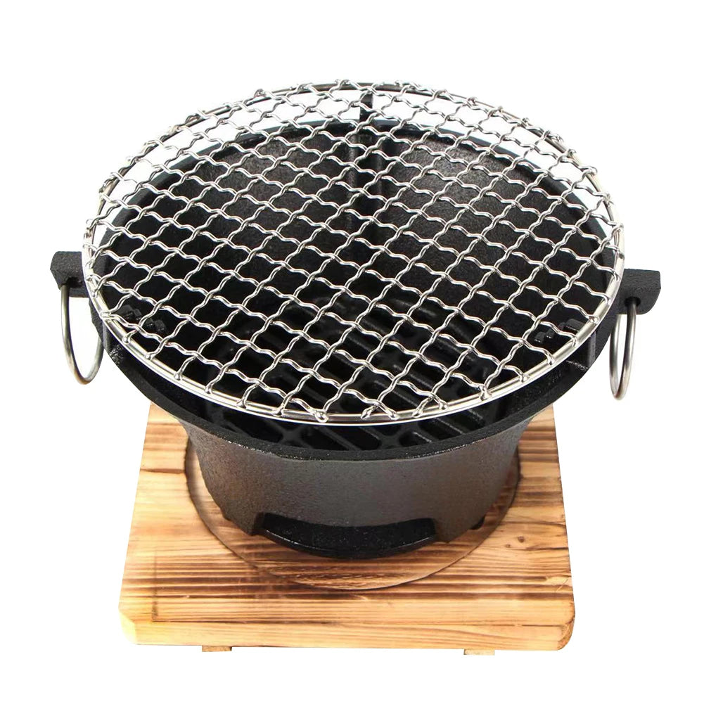 Stainless Steel Round Barbecue Grill Portable Camping Stove Picnic
