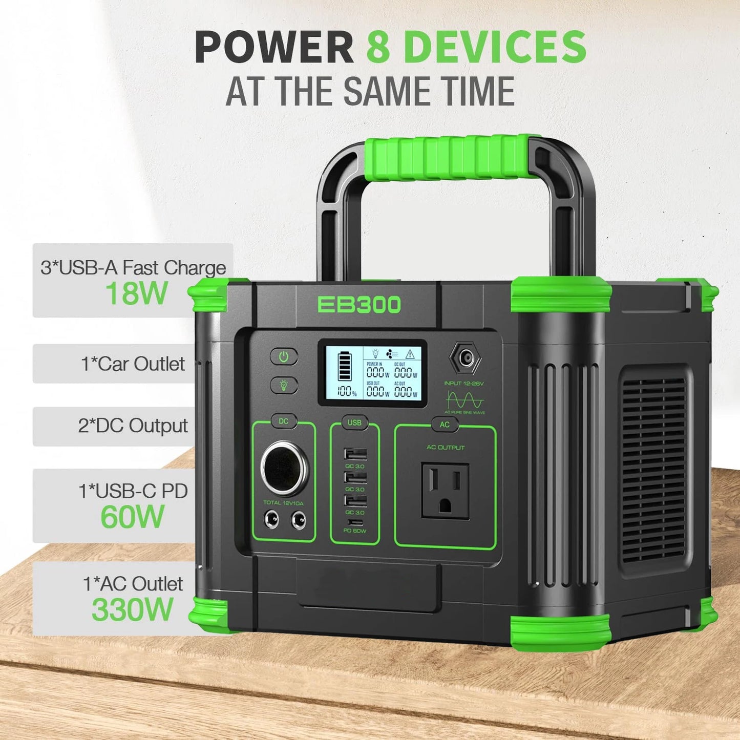 Compact Portable Power Station Solar Generator with Wireless Charger for Outdoor Camping Emergency Backup