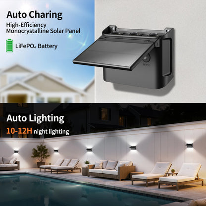 Solar Wall Lights 2 Pack with Remote, 3 Color Modes