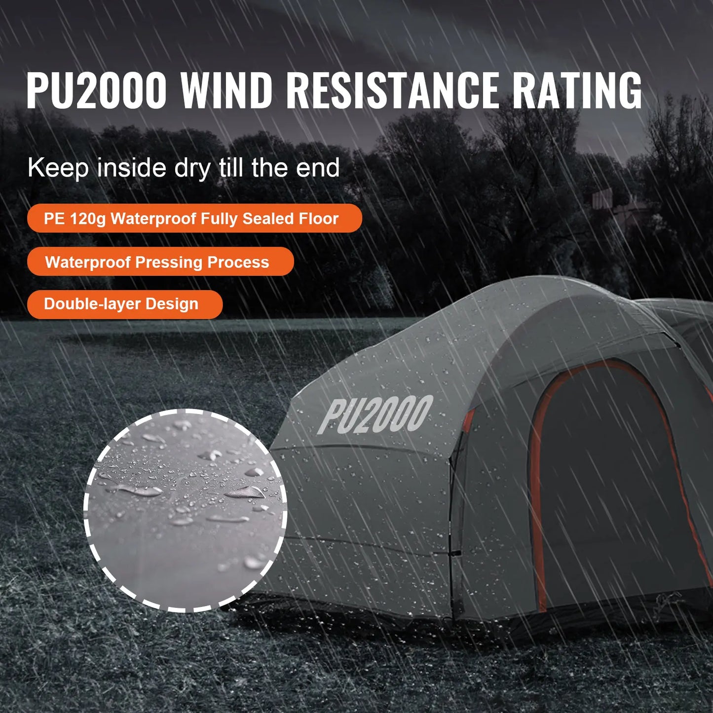 SUV Camping Tent, 8'-8' SUV Tent Attachment for Camping with Rain Layer and Carry Bag,  Double Layer