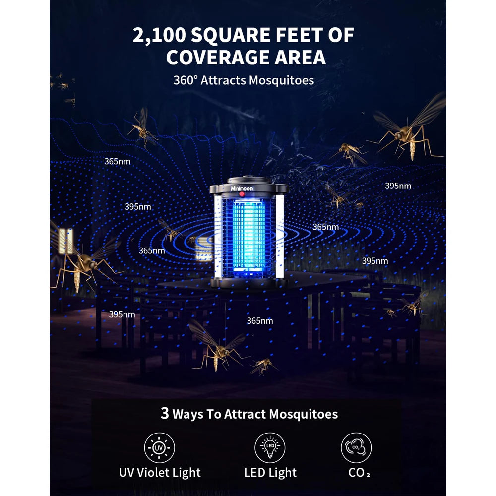 Bug Zapper Outdoor Mosquito with Dual LED Light  Fly 15W  Insect Trap