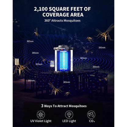 Bug Zapper Outdoor Mosquito with Dual LED Light  Fly 15W  Insect Trap