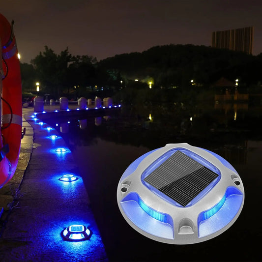 Solar Dock Marine Lights 12 Pack,2 Colors in 1,Outdoor LED  Waterproof Driveway Marker Deck Lights