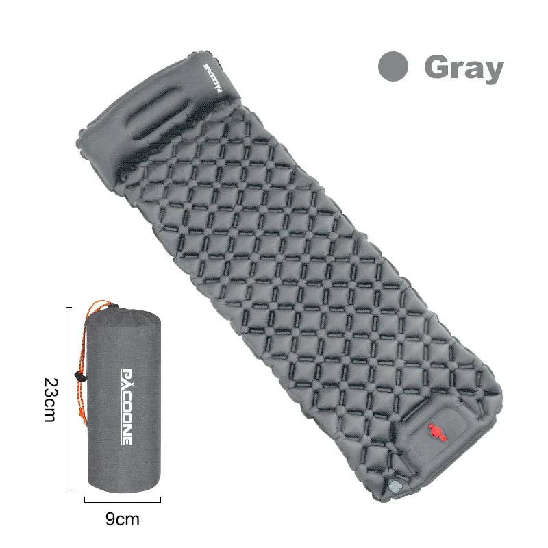Outdoor Sleeping Pad Camping Inflatable Mattress Built-in Pump  With Headrest