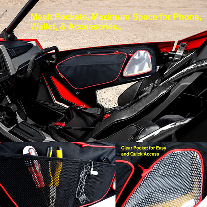 One Pair Front Door Storage Bags Waterproof with Removable Knee Pad for Polaris RZR PRO XP 2020 2021 2022 2023 UTV Accessories