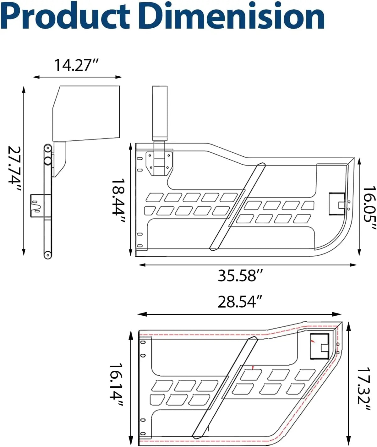 Off-Road Tubular Trail Doors Wrangler JK 2007-2018 4-Door, Front & Rear