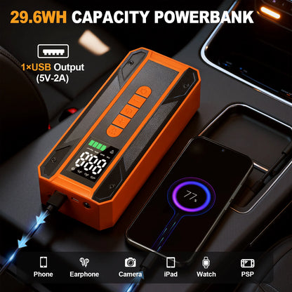 3000A Jump Starter & 150PSI Cordless Air Pump Combo- Portable Power with LED Light