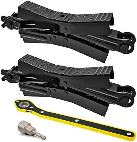 2Pcs Heavy Duty RV Wheel Chock Stabilizer – X-Shaped Scissor Lock for Travel Trailer Tires with Wrench