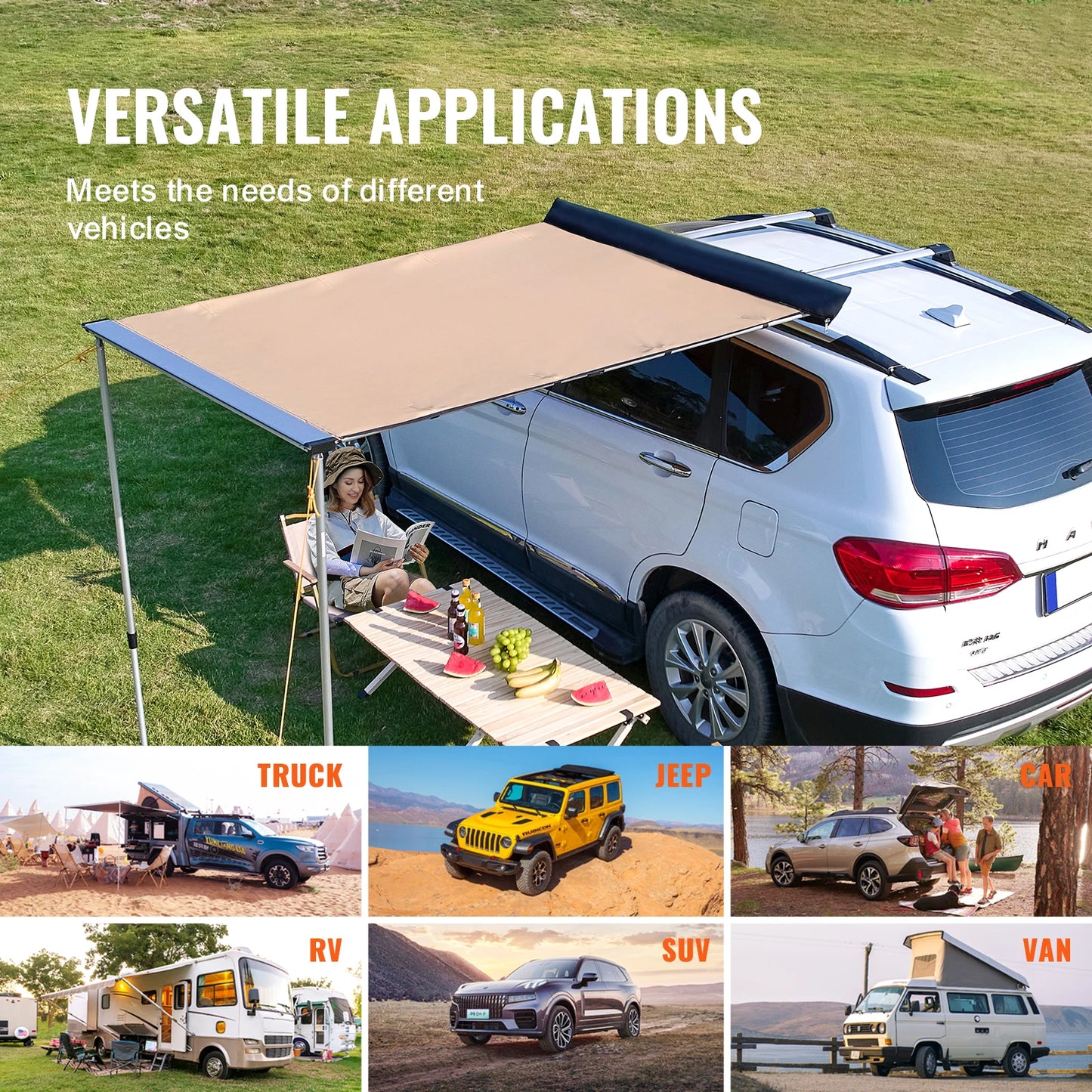 Vehicle  Retractable Car Side Awning Car Waterproof Storage Bag  Suitable for Truck SUV Van Campers