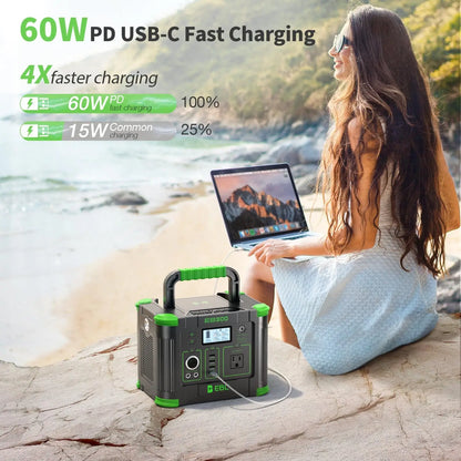 Compact Portable Power Station Solar Generator with Wireless Charger for Outdoor Camping Emergency Backup