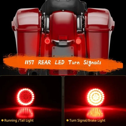 1157 Front Rear LED Turn Signal, 2 Inch Bullet Running Light for Harley Street Glide, Dyna, sportster