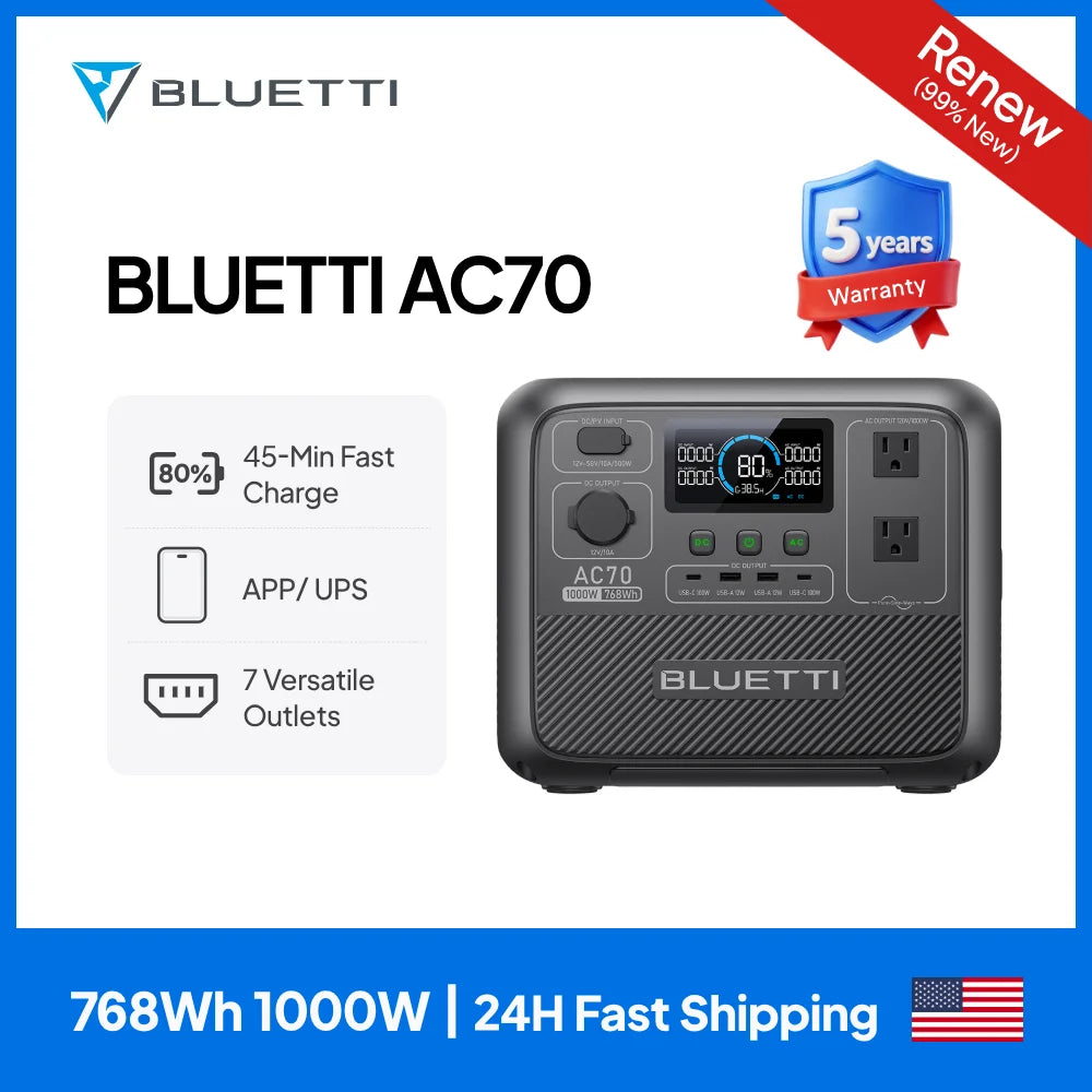 1000W 768Wh Portable Power Station Solar Generator for Off-Grid Living Outdoor Activities Power Bank