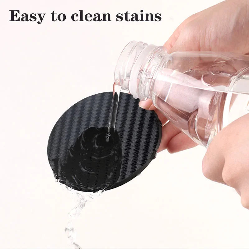 2Pcs  Carbon Leather Water Cup Pad Anti-noise Coaster Mat For Jeep