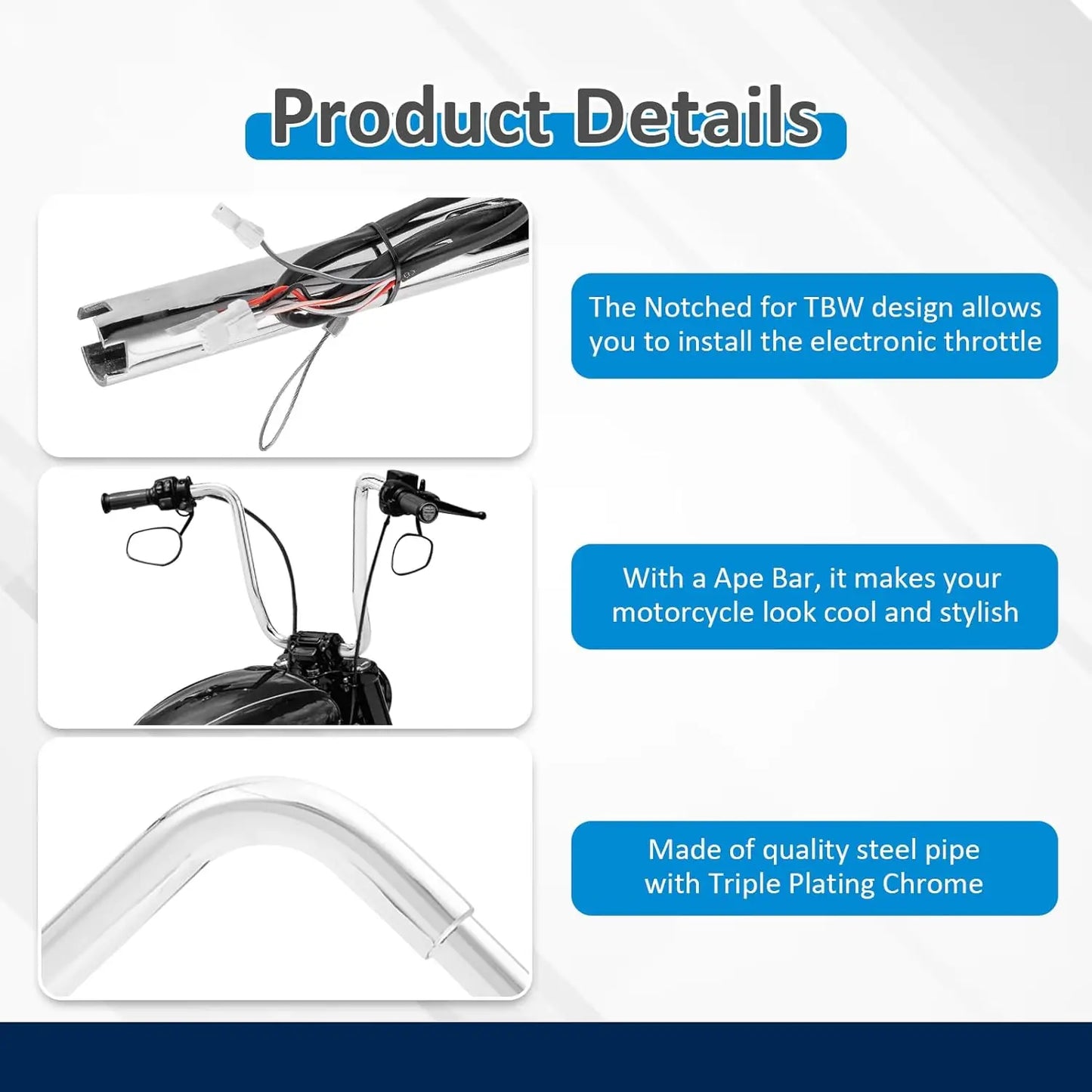 14" Pre-wired Handlebar Compatible for Harley Davidson