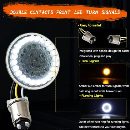 1157 Front Rear LED Turn Signal, 2 Inch Bullet Running Light for Harley Street Glide, Dyna, sportster
