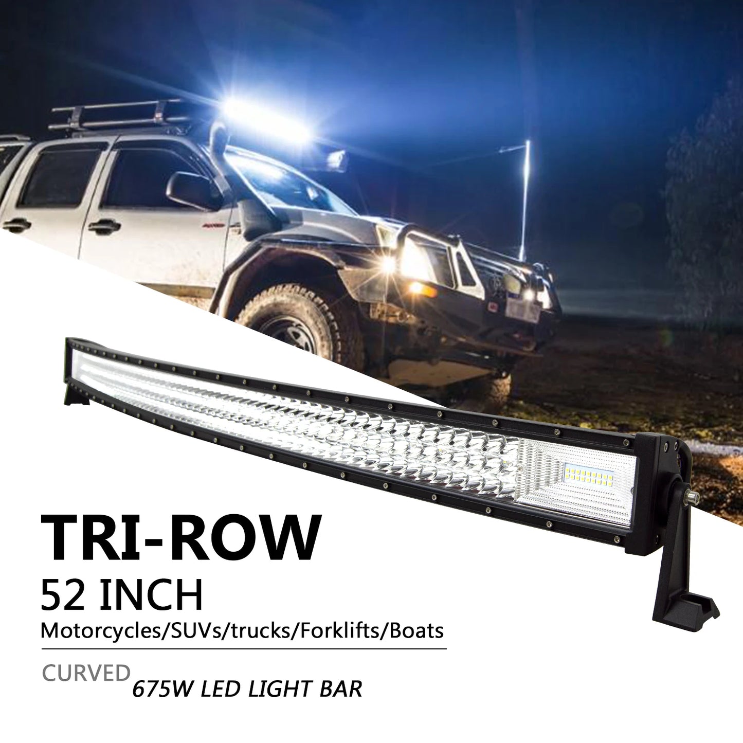 Curved/Straight 22 32 42 52inch 675W 540W Led Light Bar Driving Lights