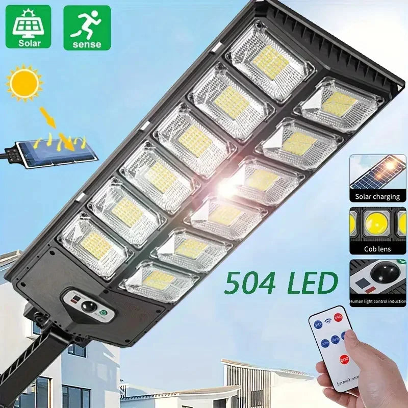 LED Solar Street Wide Angle Motion Sensor, Remote Control, Energy-Efflcient, Waterproof