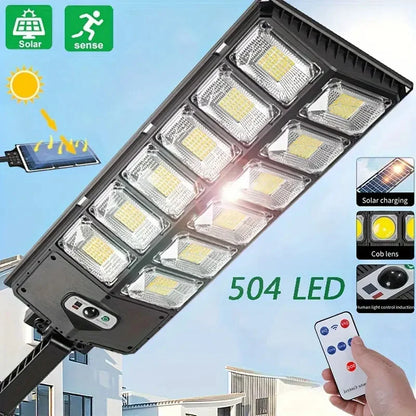 LED Solar Street Wide Angle Motion Sensor, Remote Control, Energy-Efflcient, Waterproof