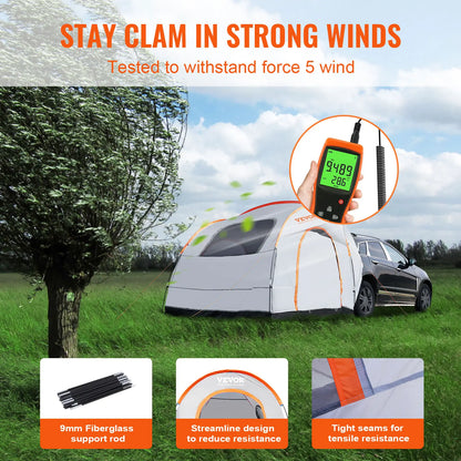 SUV Camping Tent, 8'-8' SUV Tent Attachment for Camping with Rain Layer and Carry Bag,  Double Layer