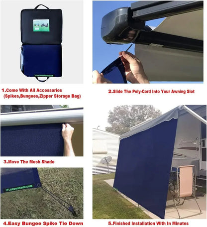 [XMSJ]RV Awning Sunshade Screen 7' X 9' 3'' (Fit for 10' Awning)Motorhome Camp